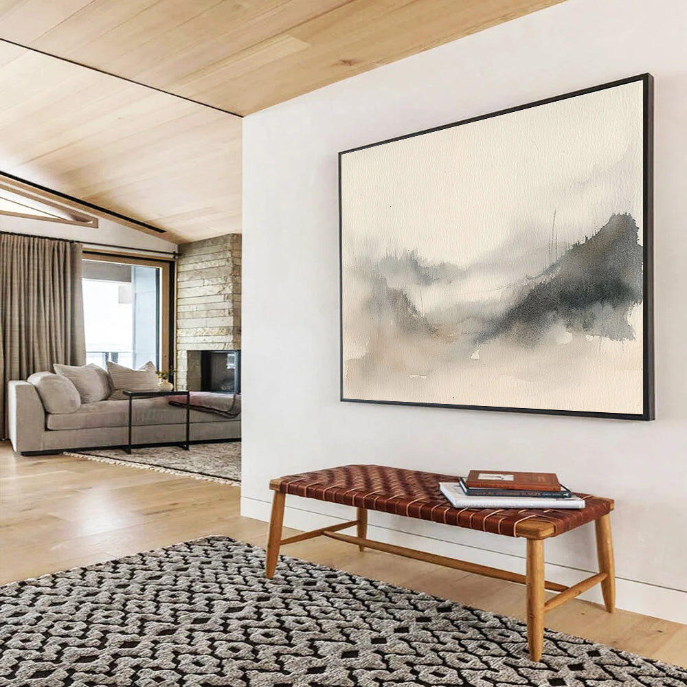 Grey - Toned Misty Landscape Abstract Watercolor Painting DYP140