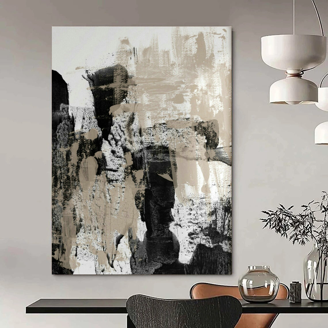 Oversized Hand-Painted Abstract Oil Painting Wall Hanging, Creating a High-End Atmosphere for Office and Corridor DLZ0973