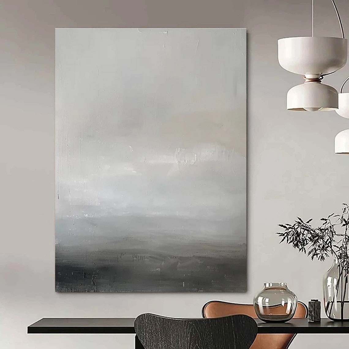 Monochromatic Gray Abstract Painting with Subtle Textures ADGE064