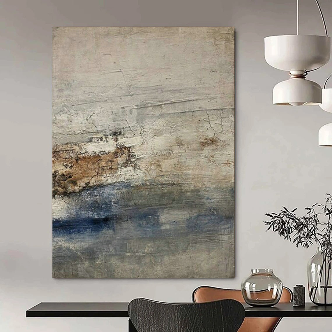 Extra-large Custom Hand-Painted Abstract Art for Dining Room Server Hutch Wall and Entryway Key Drop Zone DLZ1873