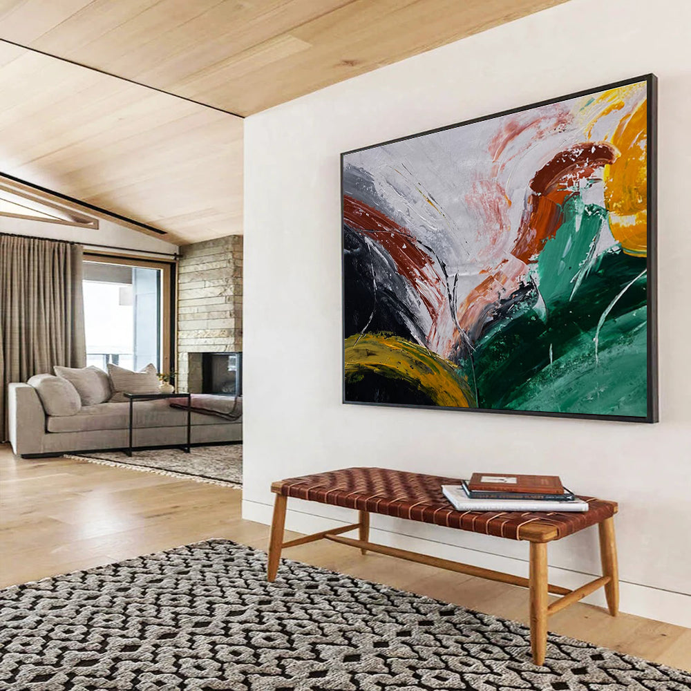 Colorful Swirl Abstract Painting with Dynamic Brushstrokes THY354