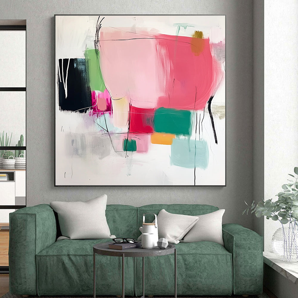 Colorful Abstract Composition Painting with Playful Shapes GER132