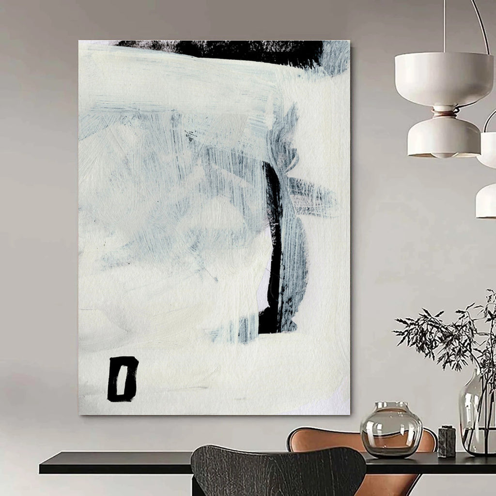Minimalist Abstract with Gray and Black Forms Painting ADGE204