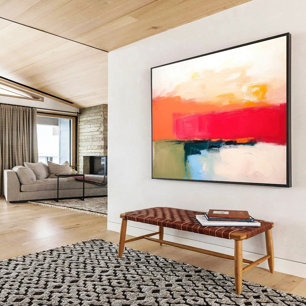 Red Orange Color Block Abstract Painting THY055