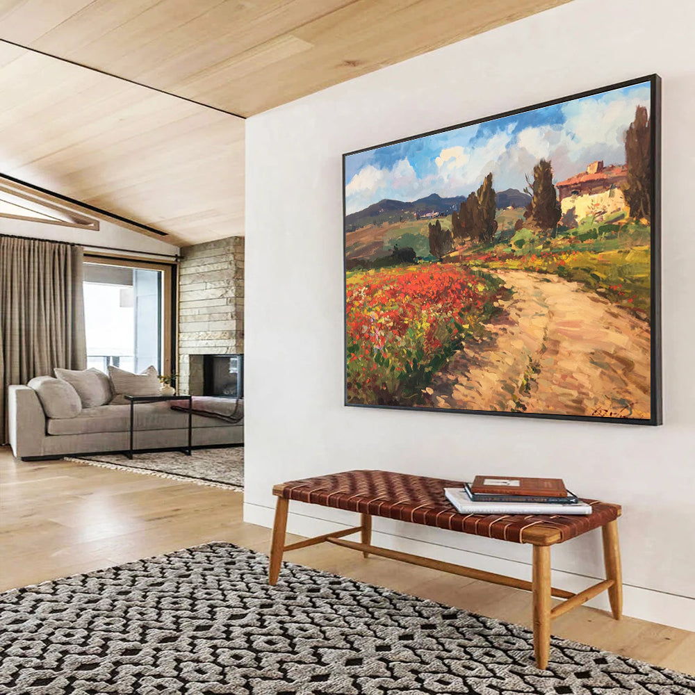 Poppy Field Path Oil Painting THY451