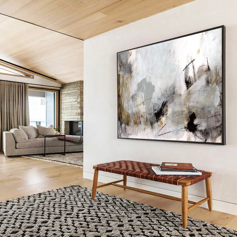 Ear THY - toned Abstract Landscape Painting with Grey and Brown Hues THY135