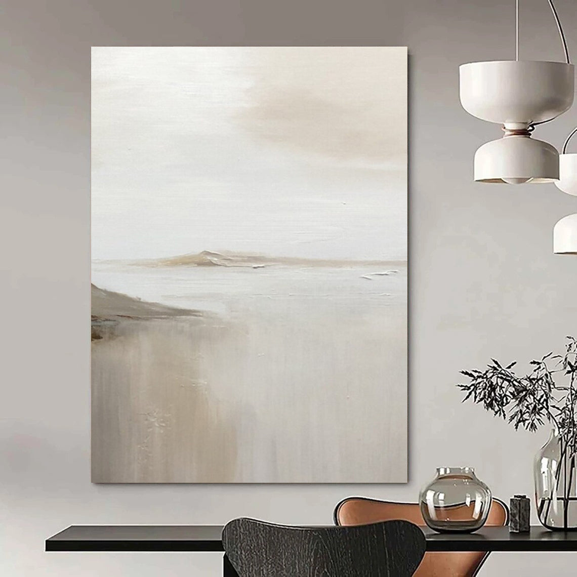 Distant Mountain and Lake Abstract Painting ADGE359