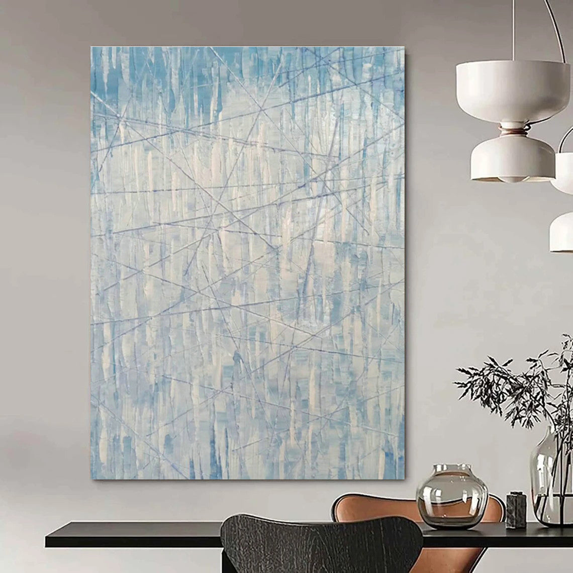 Large Hand - Painted Abstract Art for Hallway and Cottage Entryway DLZ0772