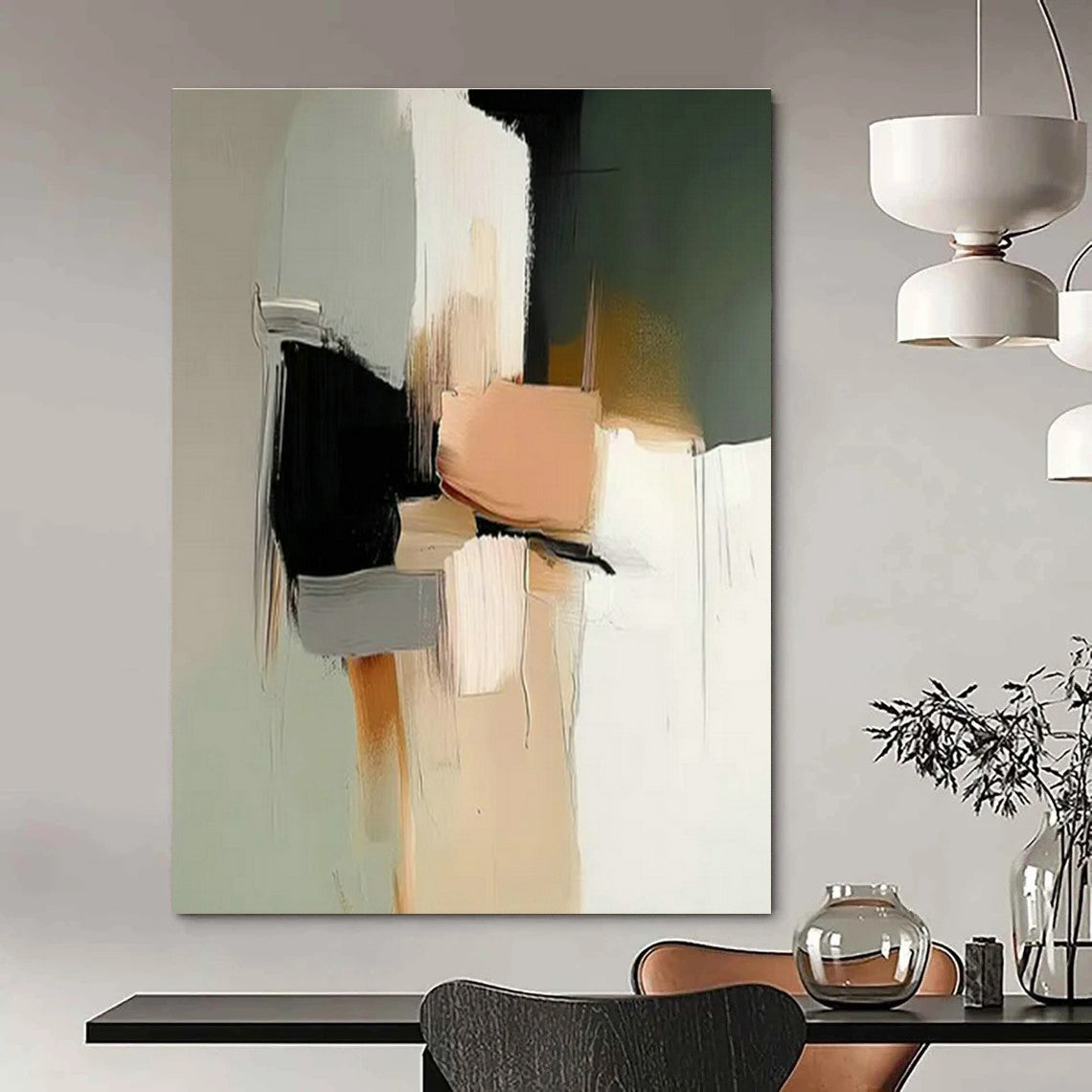 Large Customizable Hand-Painted Abstract Art for Hallway Gallery Wall and Living Room Console Table Backdrop DLZ1840