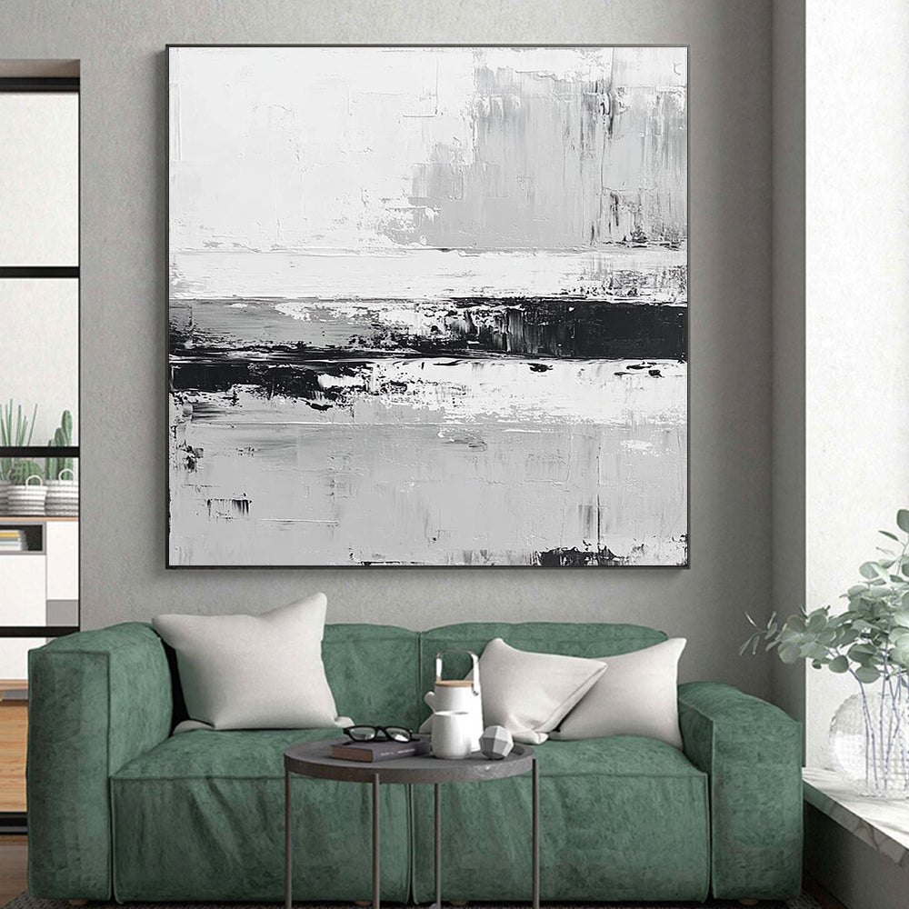 Monochrome Layered Abstract with Black and White Textures GER361