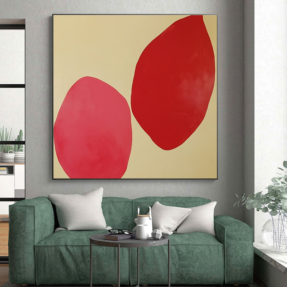 Minimalist Red Shapes Abstract Painting with Calm Simplicity GER538