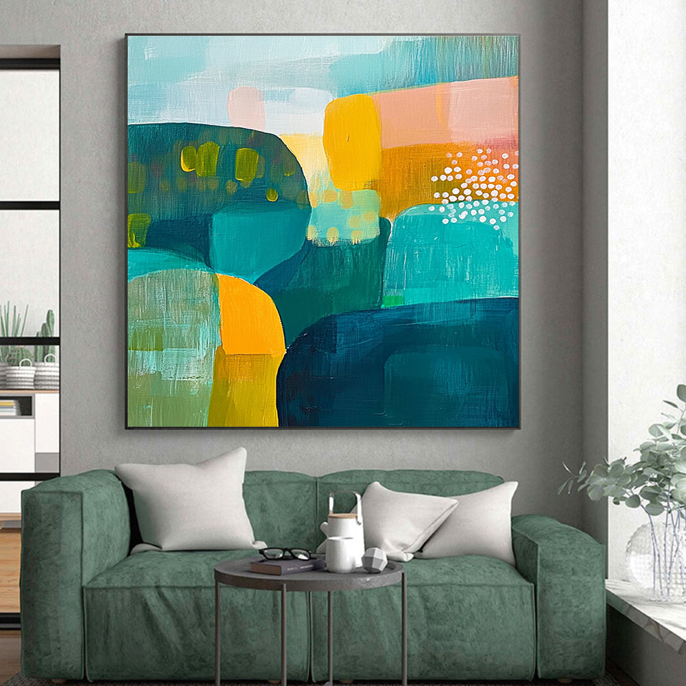 Colorful Abstract Shapes Painting with Vibrant Energy GER174