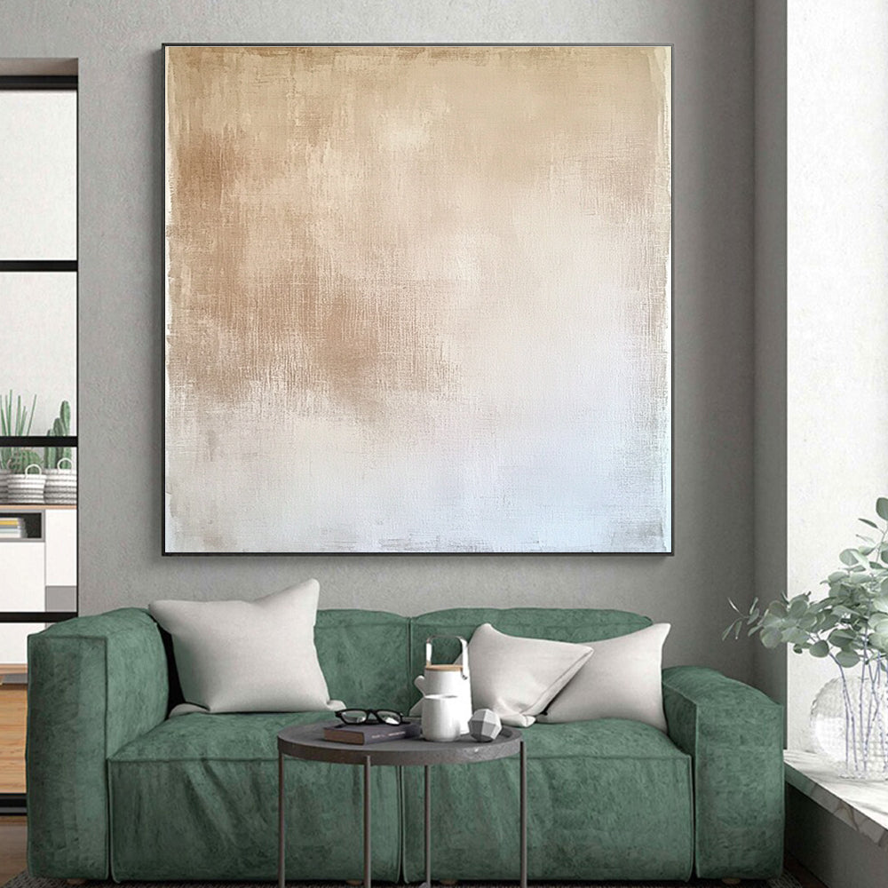 Beige and White Textured Abstract Painting with Subtle Gradients GER022