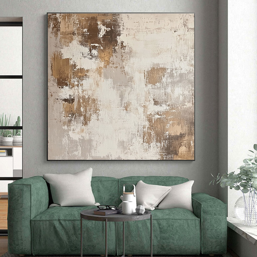 Beige and Brown Textured Abstract Painting with Earthy Vibes GER126