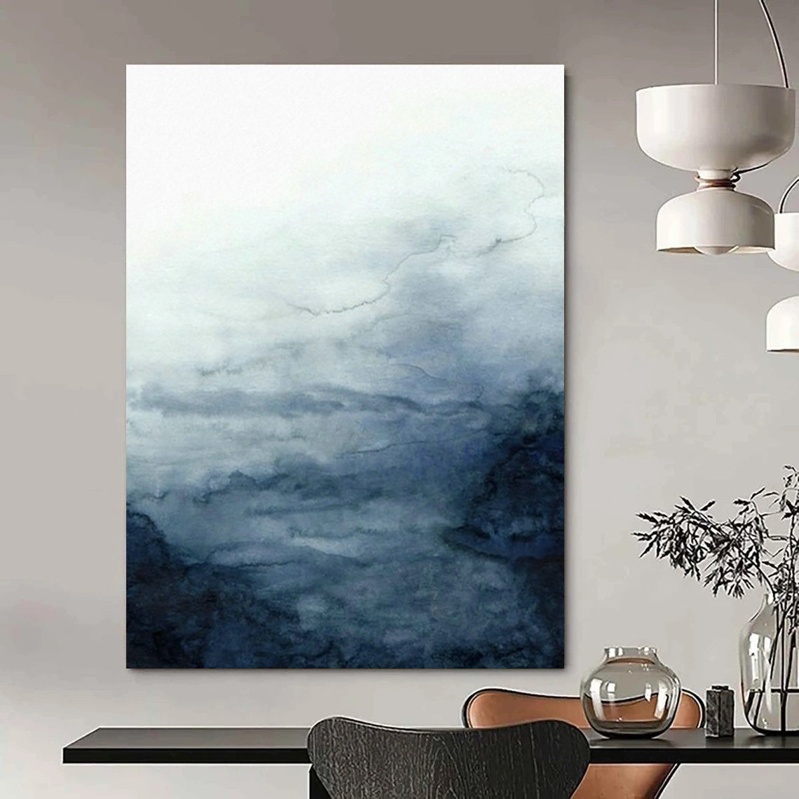 Hand - Painted Custom Abstract Canvases for Cottage Living Room Fireplace Screen Mesh & Dining Room Buffet Cabinet Glass Door Latches DLZ0946