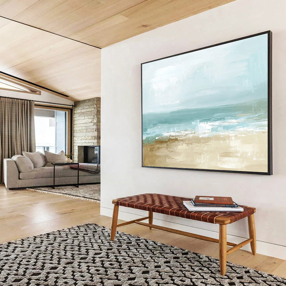 Light Blue and Beige Beach Abstract Painting DYP136