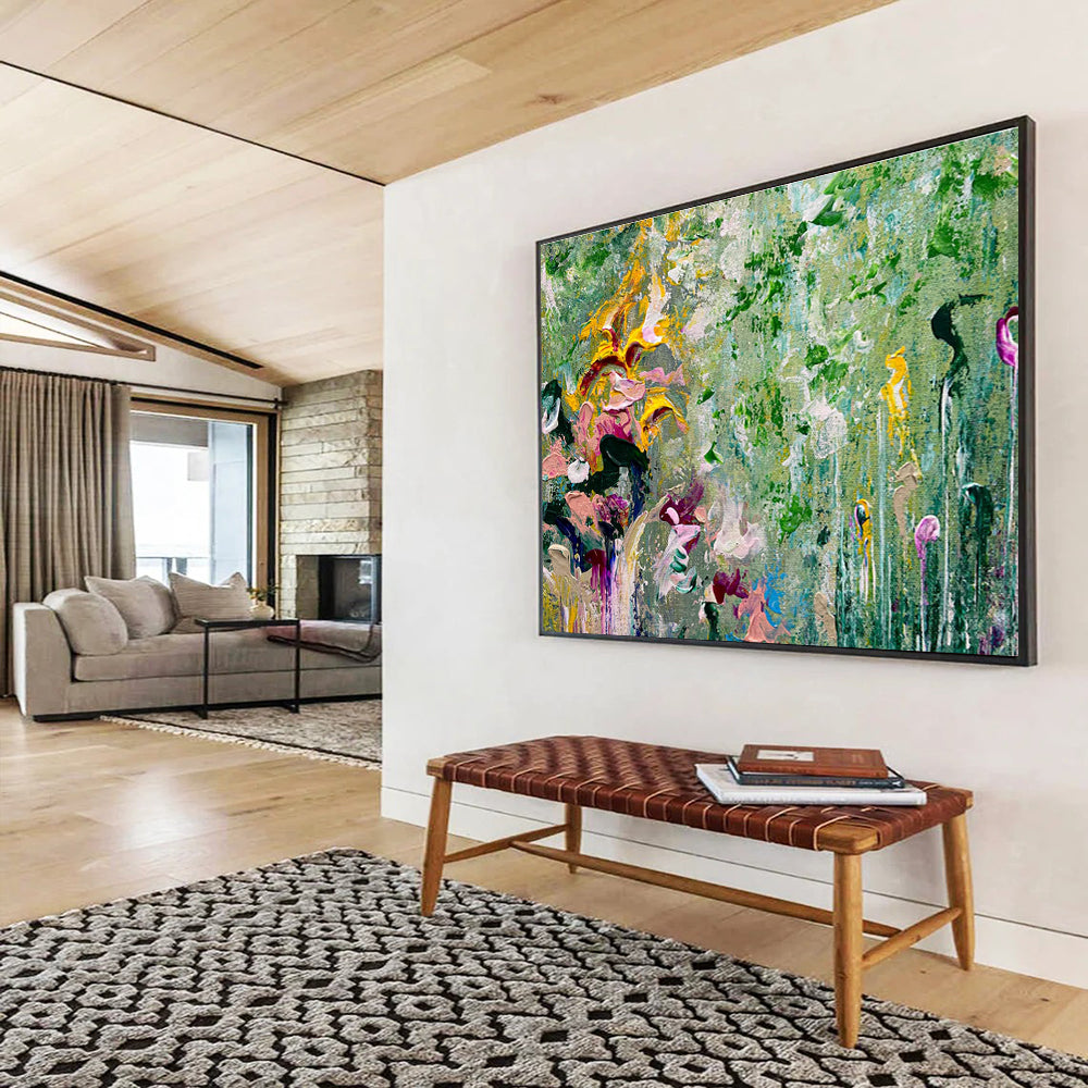 Floral Abstract Painting with Playful Flower Forms THY336