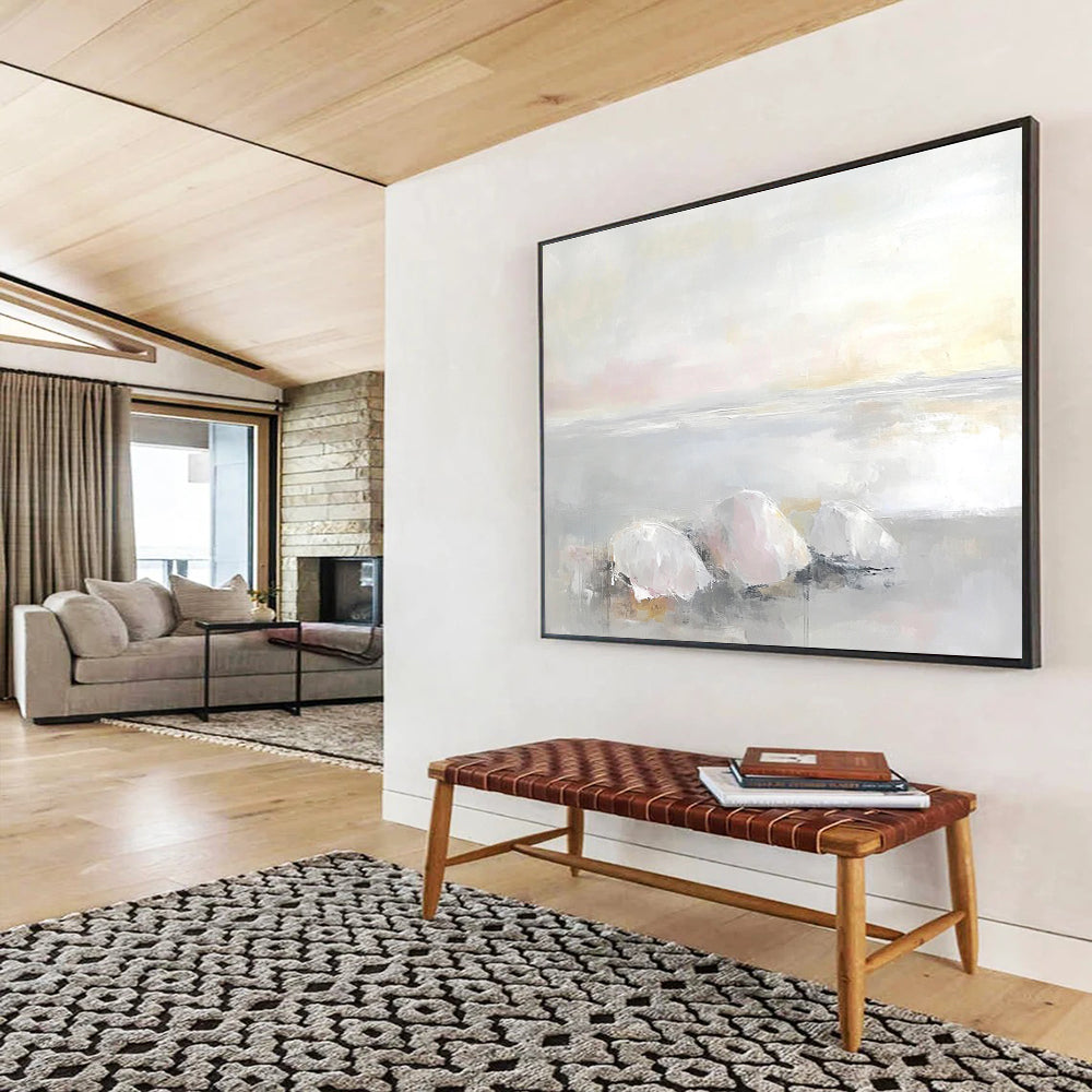 Pastel Seaside Stones Abstract Painting with Delicate Hues DYP337