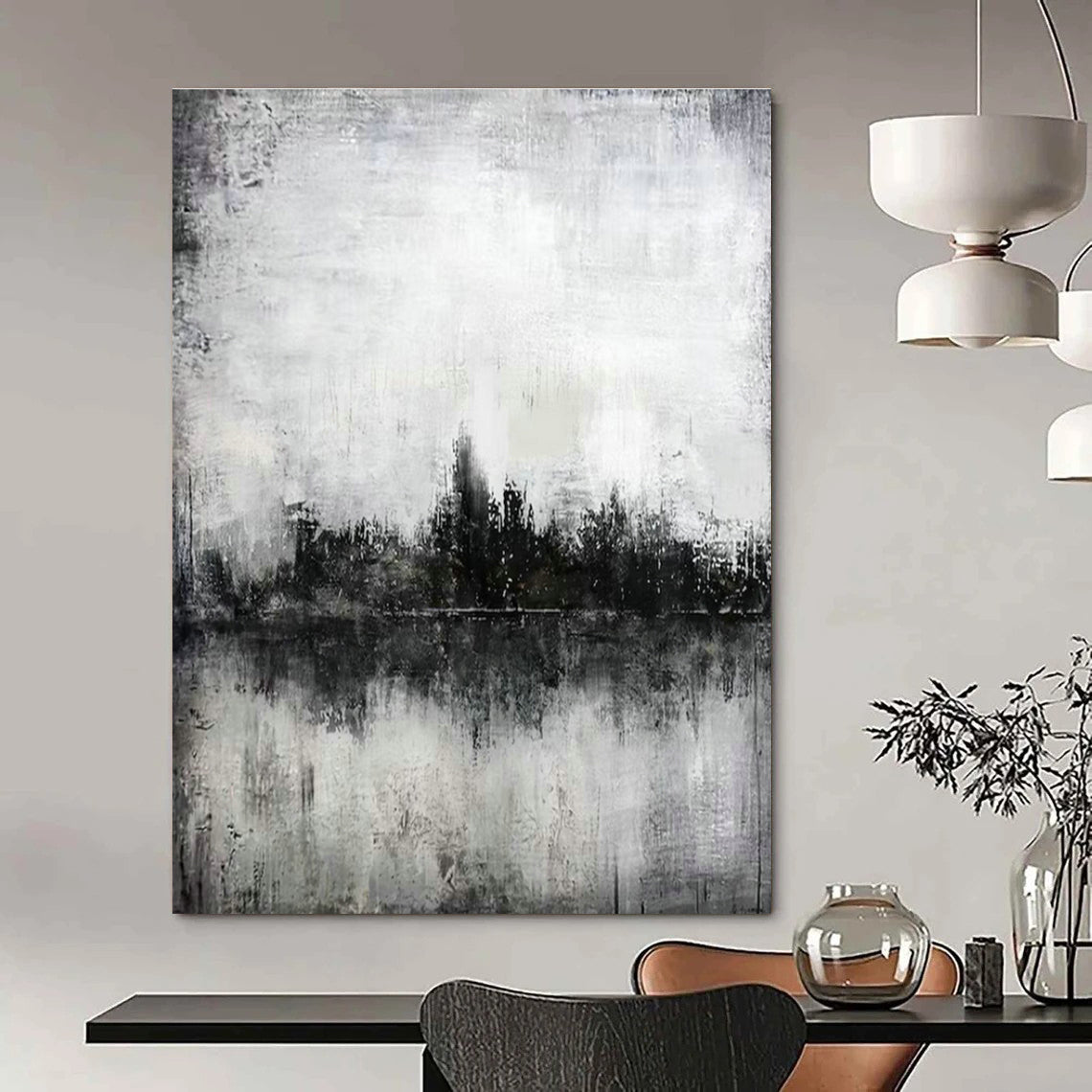 Oversized Custom Hand-Painted Abstract Art for Cottage Hallway Umbrella Stand Base Wall and Office Equipment Storage Wall DLZ1993