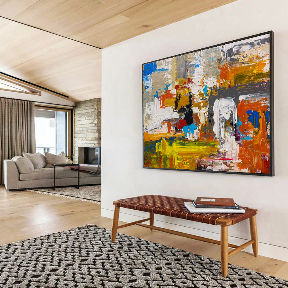 Color Block Abstract Painting with Bold Color Combinations THY335