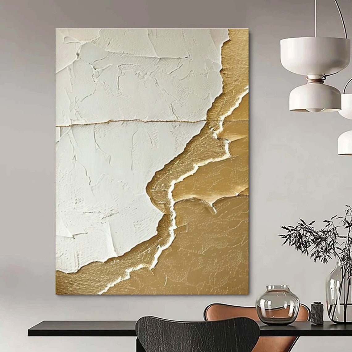 Bespoke Extra Large Hand-Painted Abstract Painting for Dining Room & Entryway DLZ0993