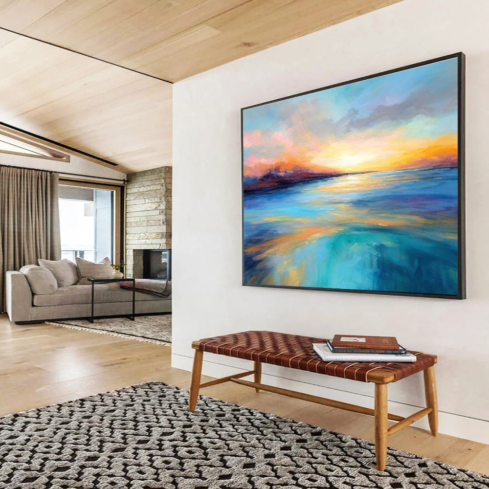 Vivid Color Sunset Sea Abstract Painting THY068