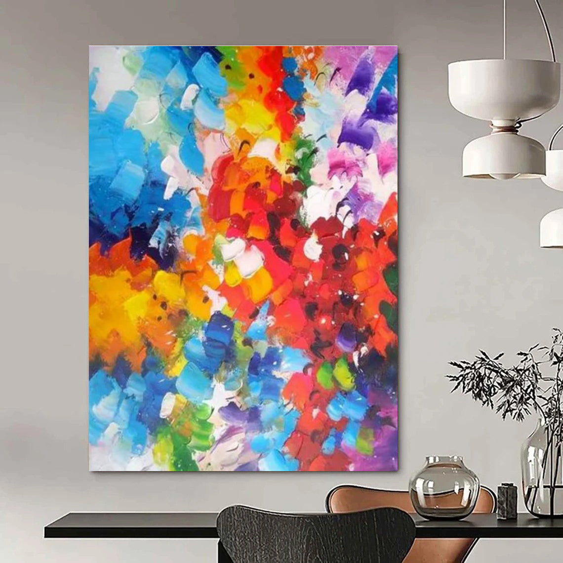 Rainbow - like Color Abstract Painting with a Spectrum of Hues ADGE415