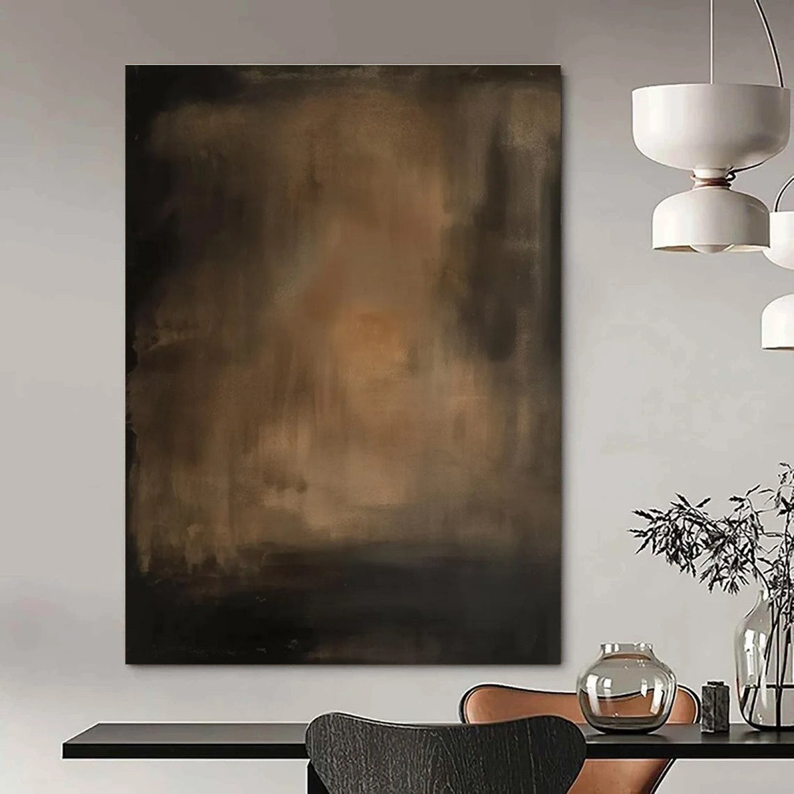 Dark Gradient Abstract Painting with Subtle Warmth ADGE479