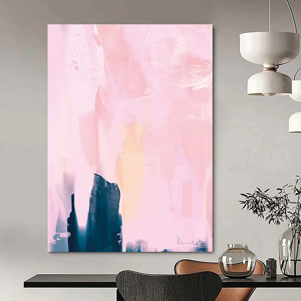 Pink and Blue Soft - toned Abstract Painting ADGE180