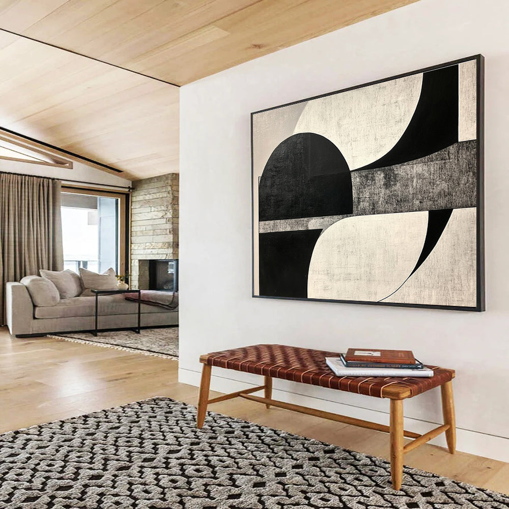 Monochromatic Geometric Forms Abstract Painting DYP099