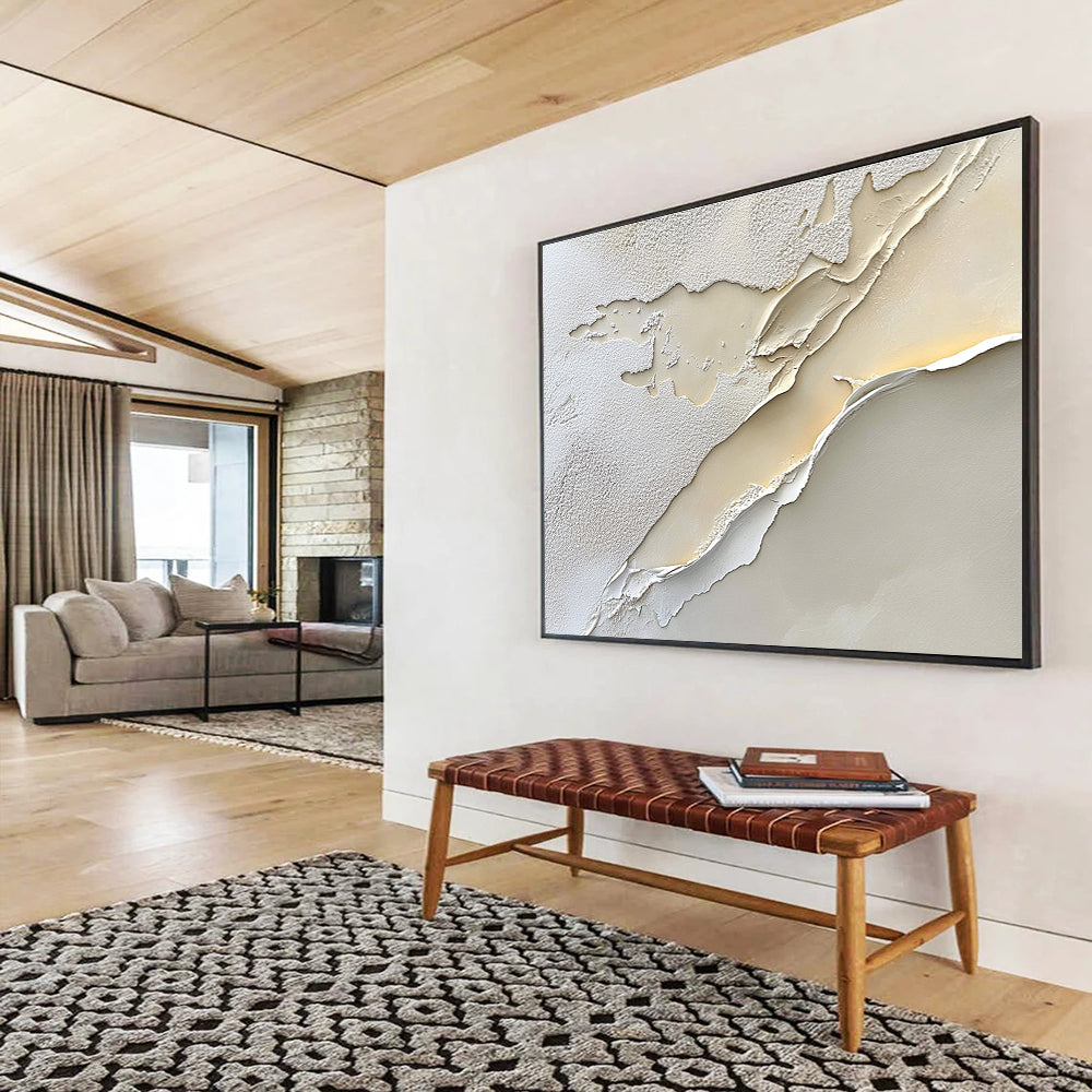 Beige White Textured - Layered Terrain Abstract Painting DYP051