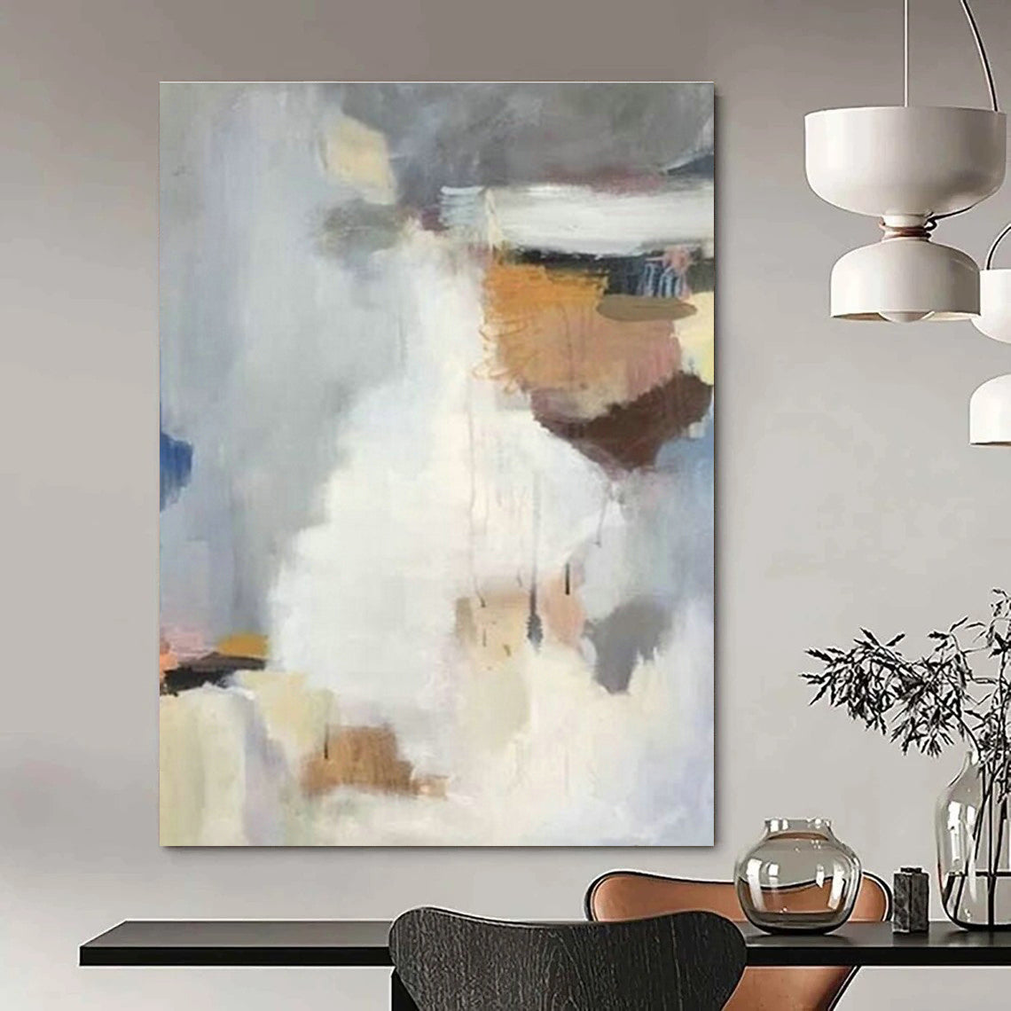 Hand-Painted Abstract Color Canvas Wall Hanging, Creating a Cozy Atmosphere for Bedroom and Entrance DLZ0963