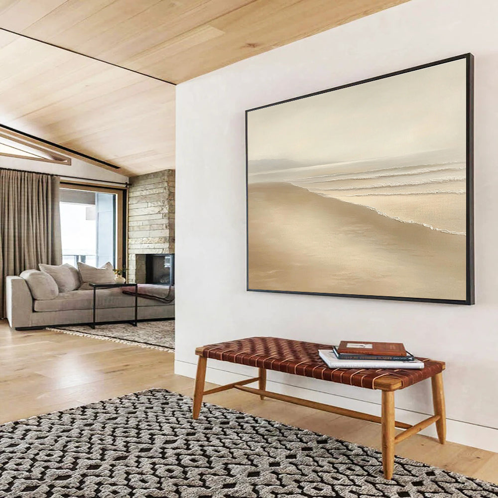 Minimalist Beach - Serene Neutral Abstract Painting DYP016