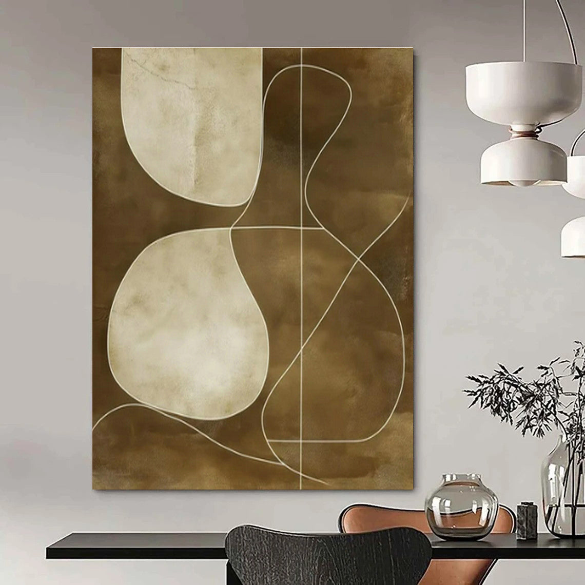 Extra-large Custom Hand-Painted Abstract Canvas for Dining Room Breakfast Nook and Entryway Mudroom DLZ1838