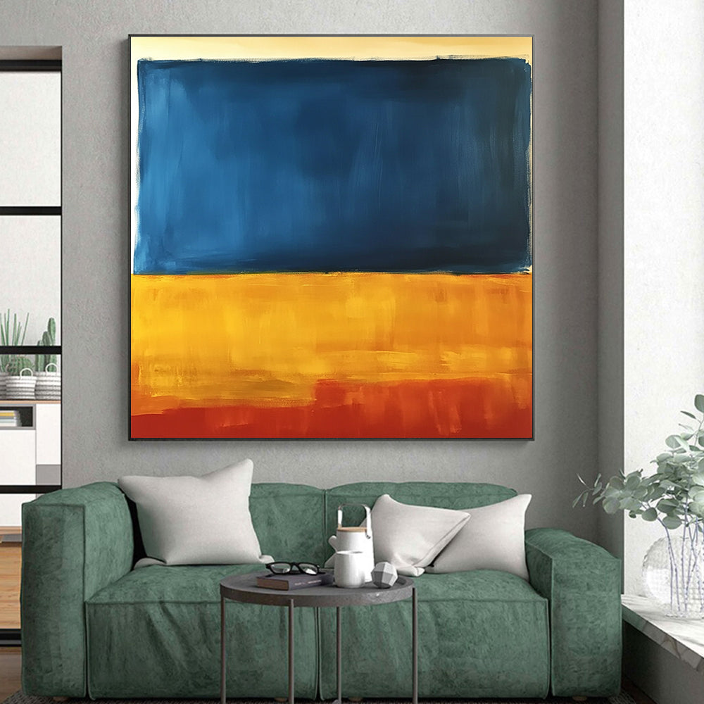 Blue and Yellow Abstract Gradient Painting with Subtle Textures GER221