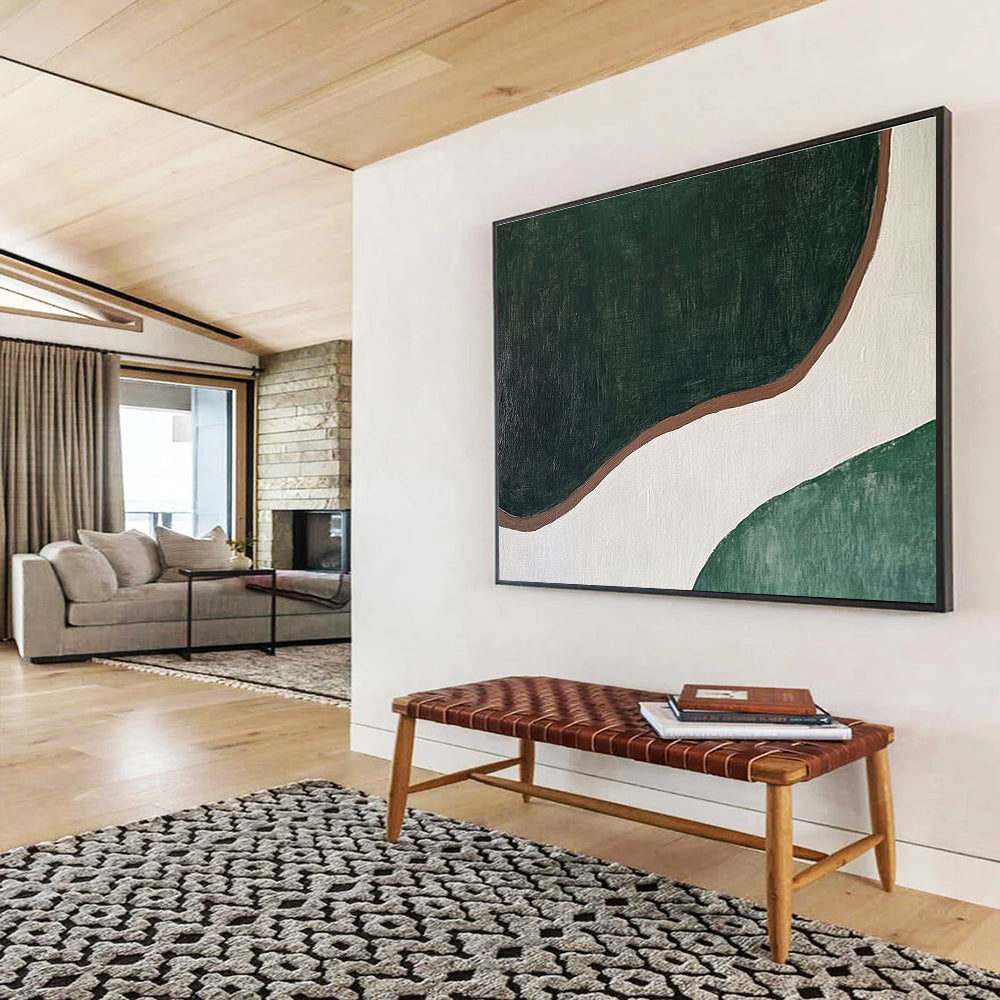 Green and Brown Curved - Shape Abstract Painting DYP123