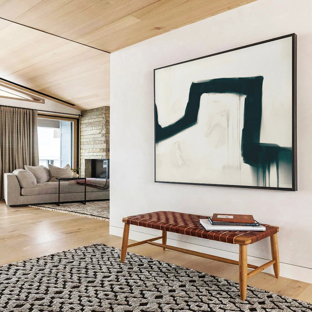 Black and White Drip Abstract Painting with Bold Strokes THY115