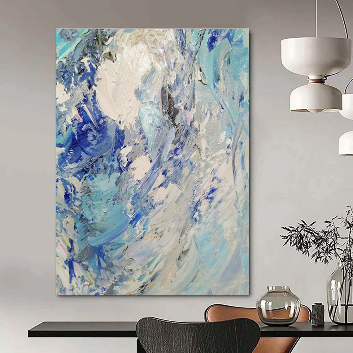 Oversized Hand-Painted Abstract Painting for Dining Room & Entryway DLZ1295