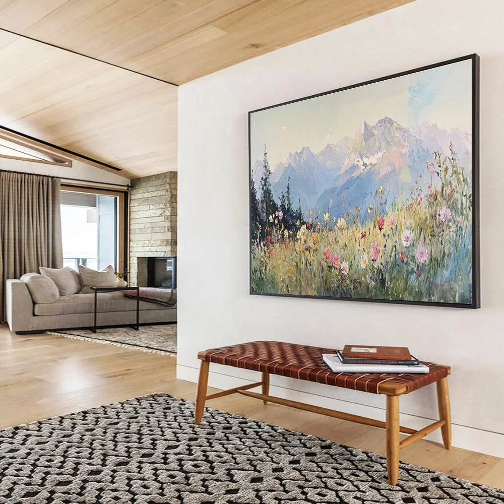 Alpine Meadow Abstract Painting with Fresh, Natural Abundance THY409