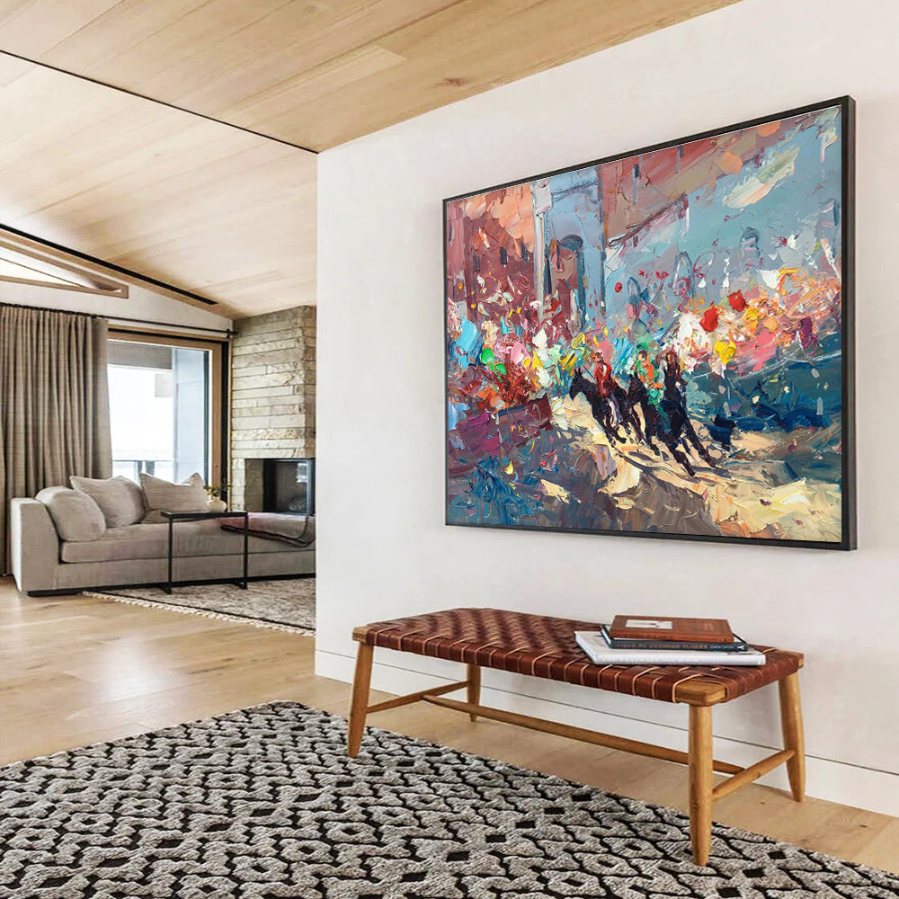 Colorful Street Race Scene Abstract Painting THY471