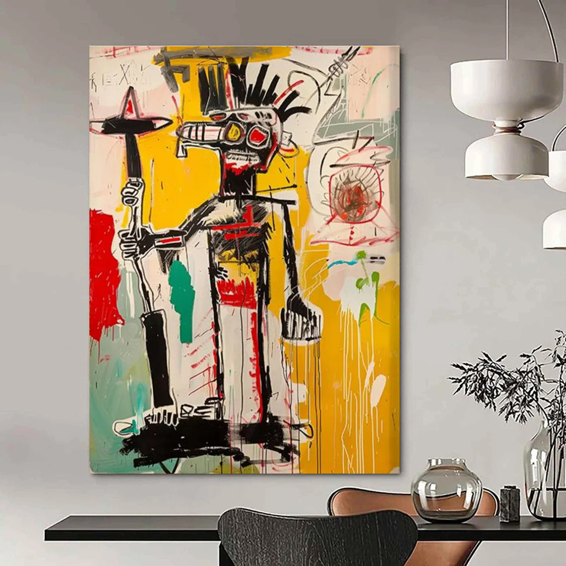 Tribal - Inspired Figure with Bold Lines Abstract Painting ADGE103
