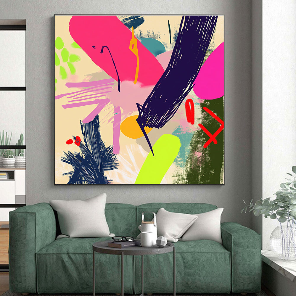 Neon - Hued Abstract with Pink, Purple, and Neon Green GER313