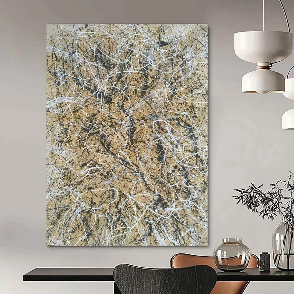 Customizable Handmade Abstract Canvas for Cottage Dining Room Wine Glass Stemware Rack Wall & Entryway Dog Collar Tag Holder Wall DLZ1798