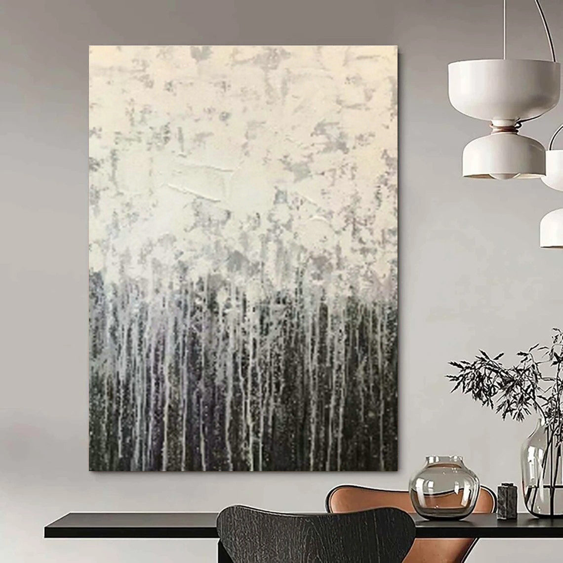 Hand - Painted Custom Abstract Canvases for Cottage Living Room Fireplace Screen Panels & Dining Room Buffet Cabinet Legs DLZ0890