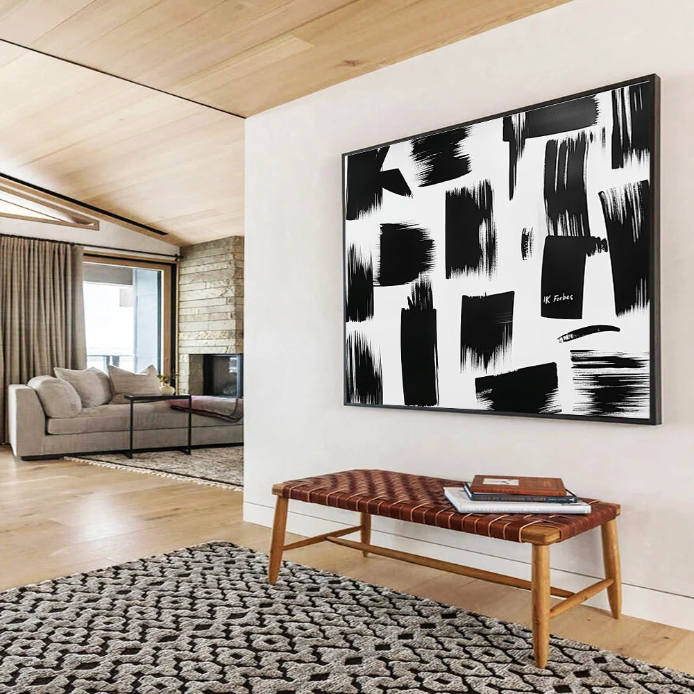 Black and White - Bold Brushstrokes Abstract Painting DYP061