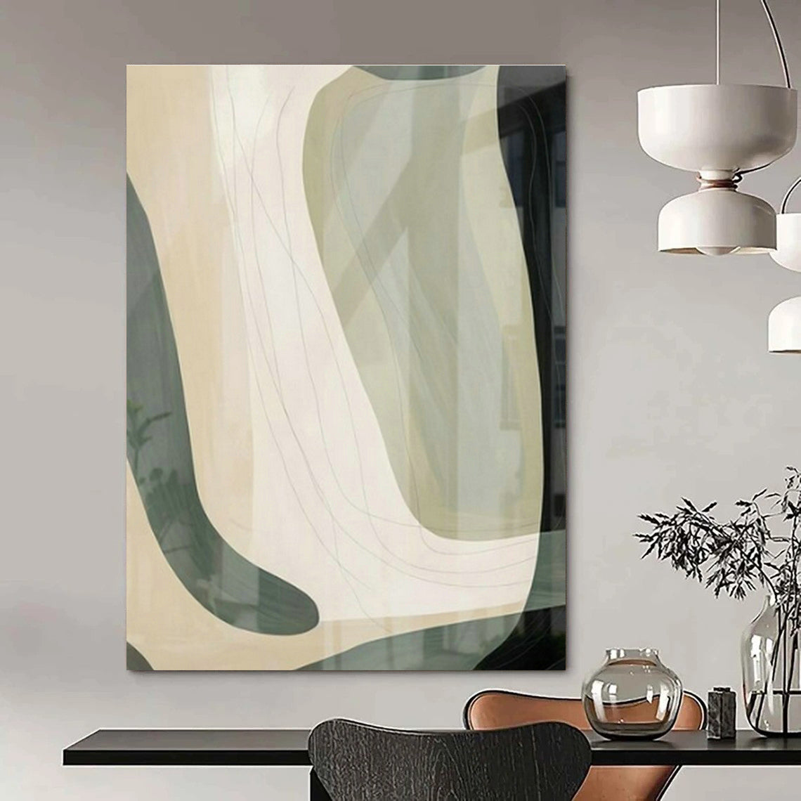 Extra-large Custom Hand-Painted Abstract Art for Dining Room Server Hutch and Entryway Key Storage Wall DLZ1960