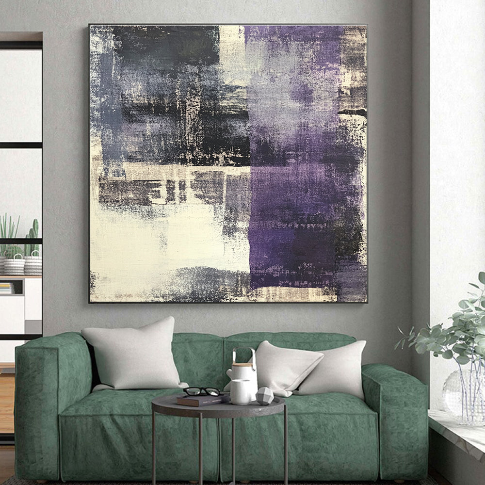 Purple Gray Abstract Painting with Moody Textures GER525