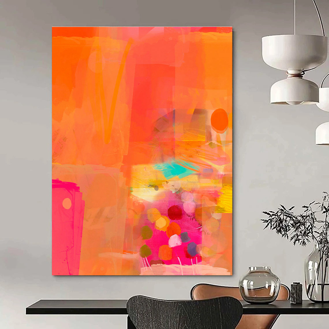 Hand - Painted Abstract Canvases for Cottage Living Room and Dining Room DLZ0641