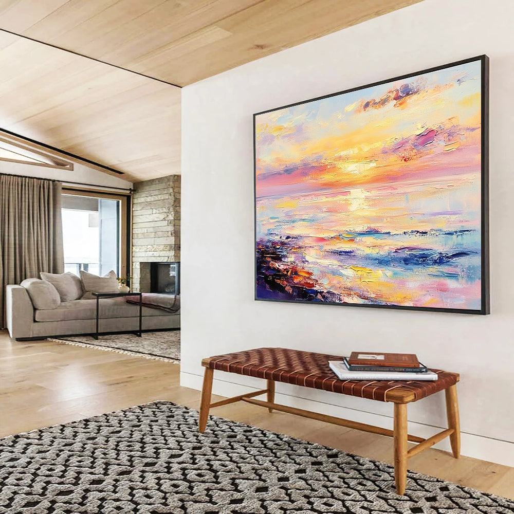 Pastel Sunset Abstract - Dreamy Ocean Abstract Painting DYP008