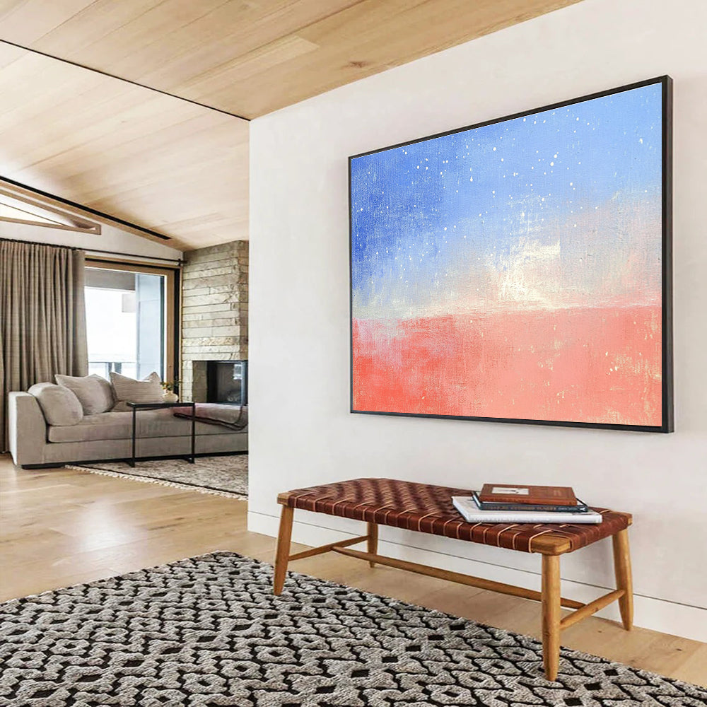 Starry Sea Abstract Painting with Blue and Red Tones DYP524